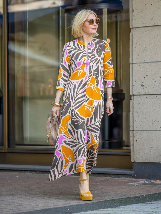 Damen Maxikleid mit floralem Design und praktischen Seitentaschen R&B