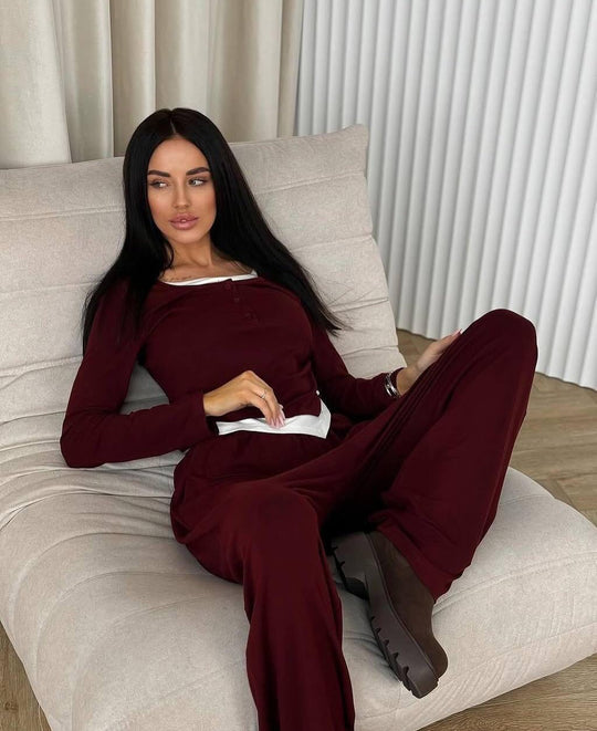 Damen gemütliches Freizeit-Set mit sportlichem Design R&B