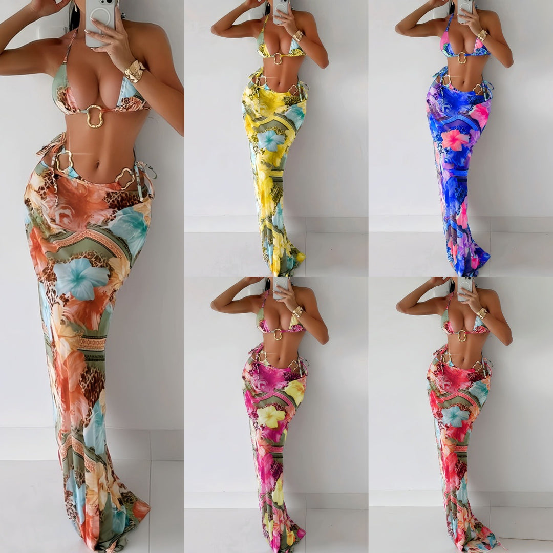 Damen Maxi-Badeanzug mit floralem Design und modischem Cut-Out R&B