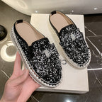 Damen Glamouröse Slipper mit funkelndem Glitzer und dekorativem Schleifen-Detail