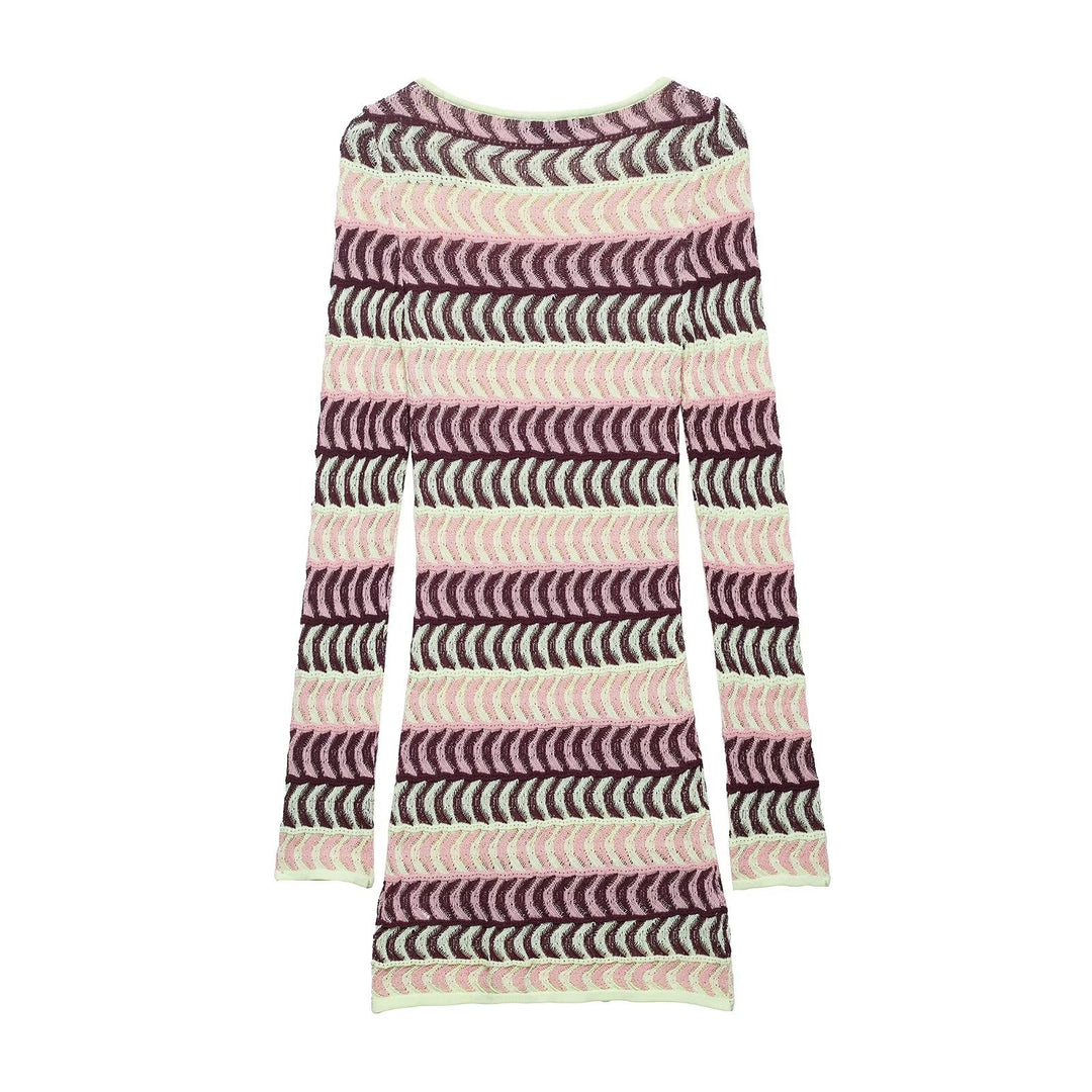 Damen Strickkleid mit einzigartigem geometrischem Muster R&B