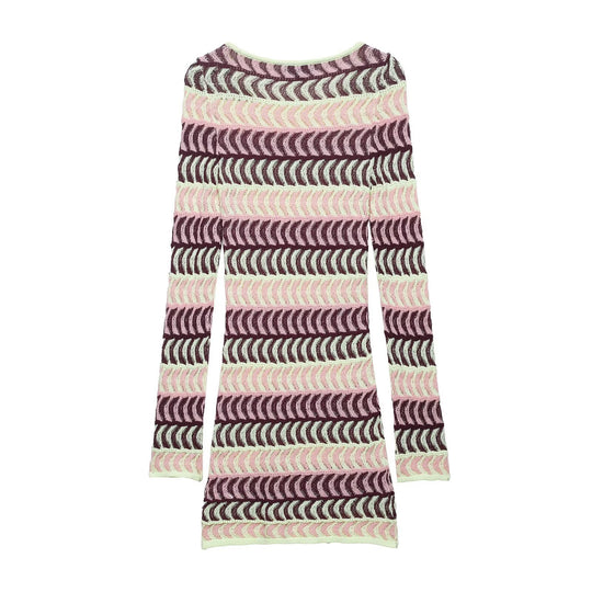 Damen Strickkleid mit einzigartigem geometrischem Muster R&B