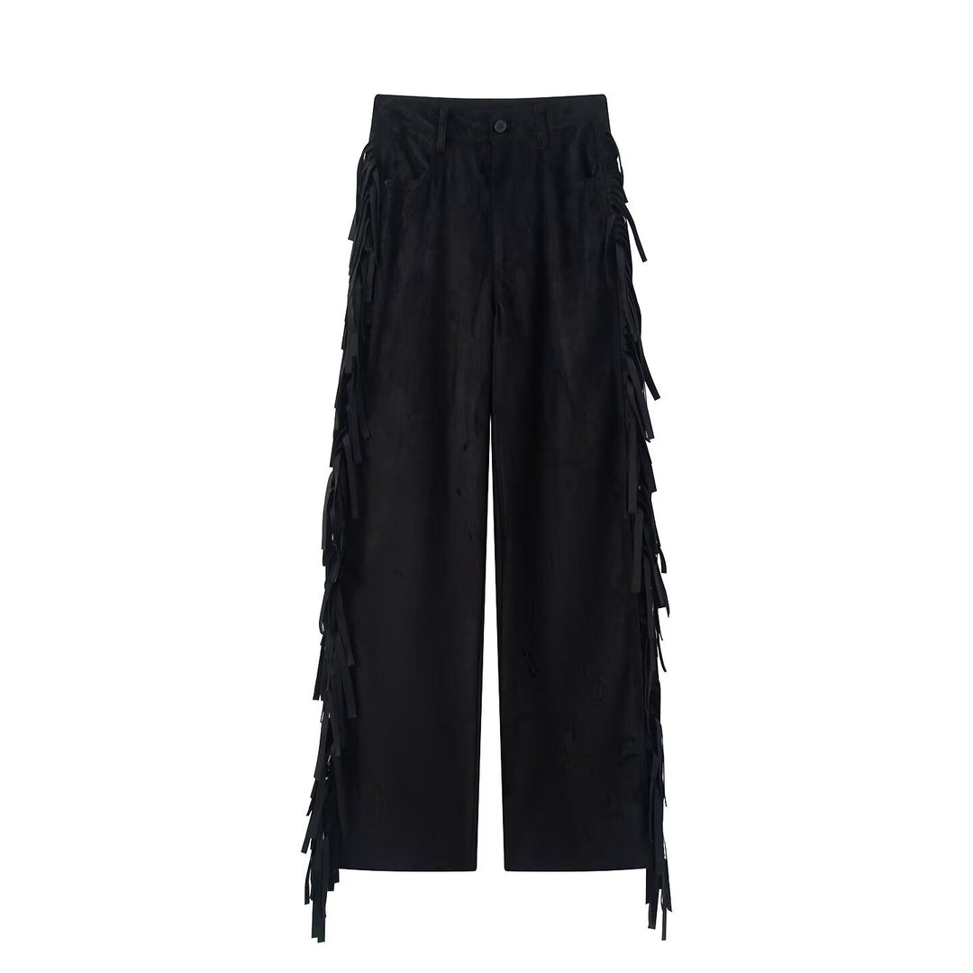 Damen weite Hose mit Fransen und modernem Schnitt R&B