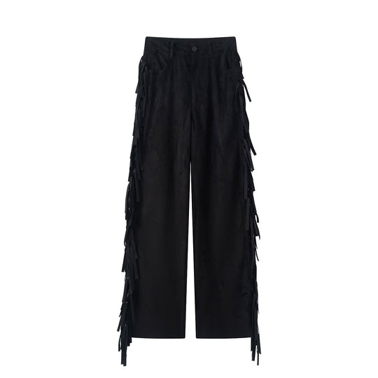 Damen weite Hose mit Fransen und modernem Schnitt R&B