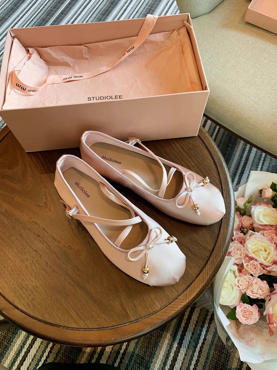Damen Ballerinas mit feinen Riemen und charmantem Schleifendetail R&B