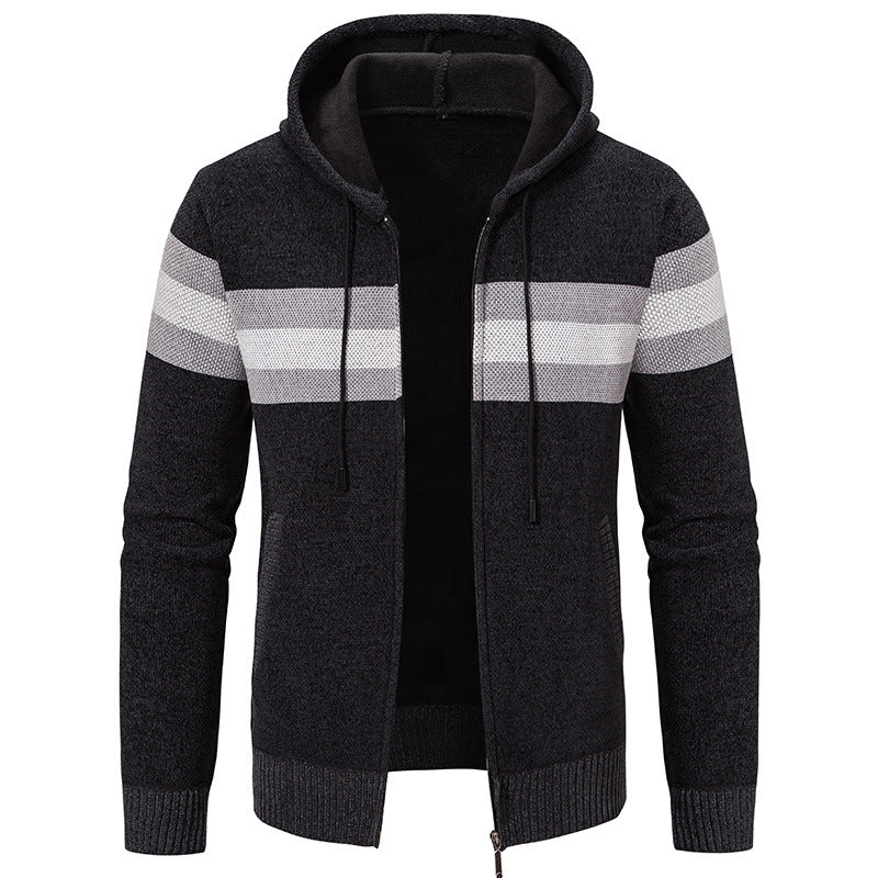 Herren modische Kapuzenjacke mit strukturiertem Design und elegantem Innenkragen