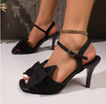 Damen elegante Slingback Sandalen mit großem Schleifen-Detail R&B