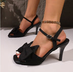Damen elegante Slingback Sandalen mit großem Schleifen-Detail R&B