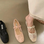Damen Ballerinas mit filigranem Spitzenoberteil und dekorativem Schleifen-Detail R&B