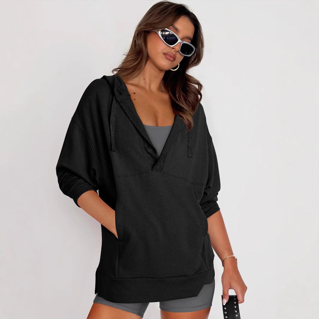 Damen Lässiger Kapuzenpullover mit asymmetrischem Schnitt und praktischen Taschen R&B