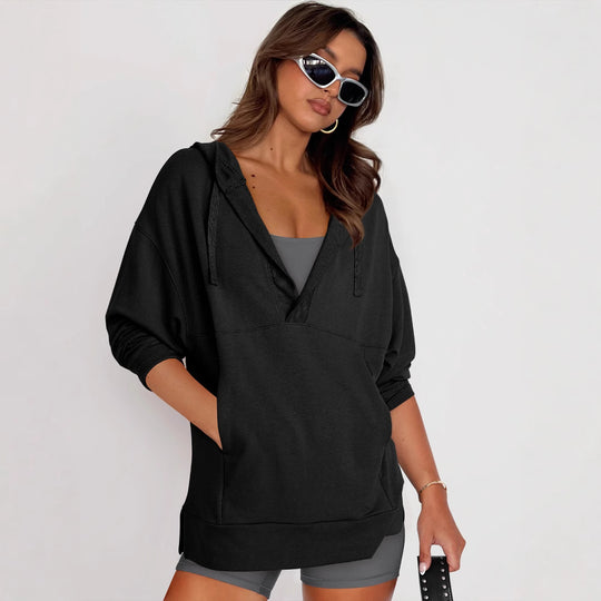 Damen Lässiger Kapuzenpullover mit asymmetrischem Schnitt und praktischen Taschen R&B
