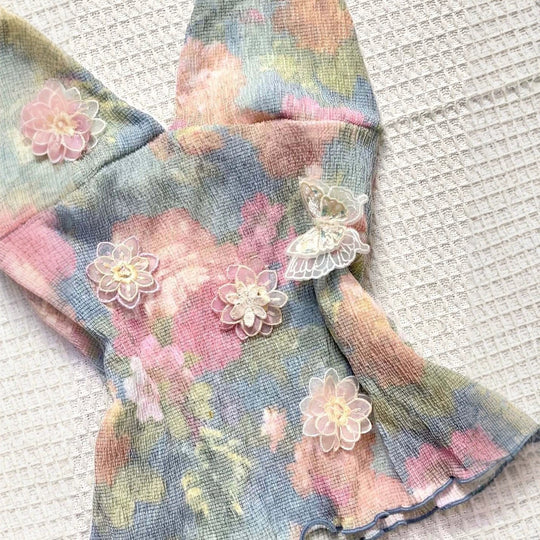 Damen zartes Sommer-Top mit floralen Details R&B