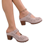 Damen Clogs mit filigranem Lochdesign und bequemer Absatzhöhe R&B