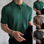 Herren nan schmal geschnittenes geripptes Poloshirt aus Feinstrick mit Kurzarm und Polokragen R&B