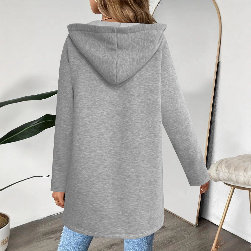 Damen Lange Strickjacke mit durchgehendem Reißverschluss und praktischen Taschen R&B