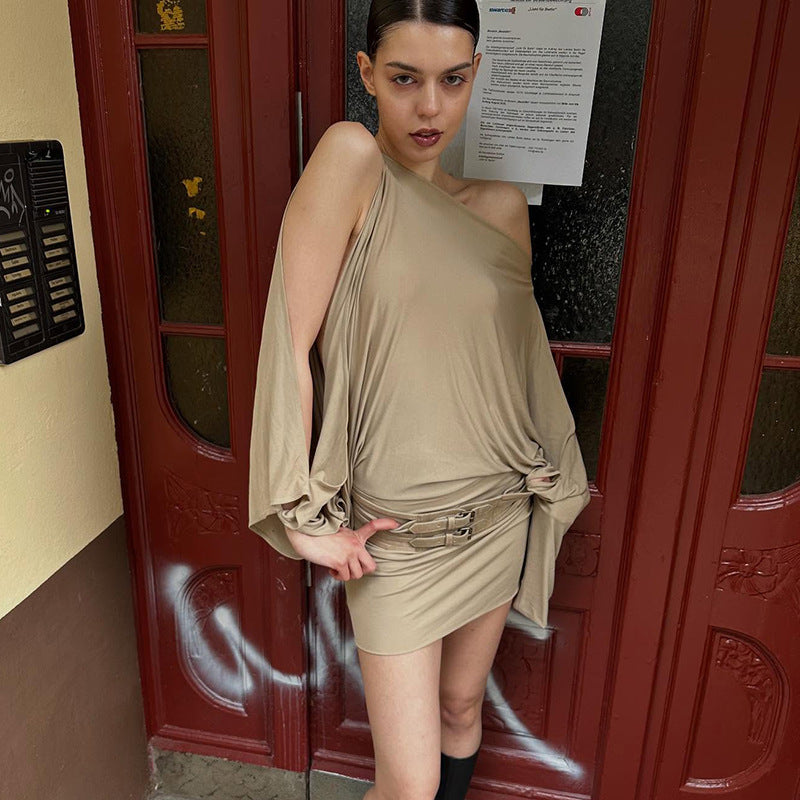 Damen Oversize Tunika mit aufregendem Wickeldesign und großzügigen Ärmeln R&B