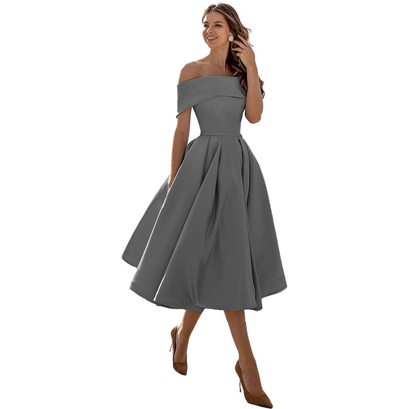 R&B | Legere Mode Satin Cocktailkleid Ohne Träger