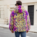 Herren Plüschjacke mit auffälligem Tierprint und Kapuze R&B