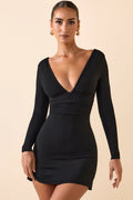 Damen elegantes Wickelkleid mit tiefem V-Ausschnitt und formschmeichelndem Design EB