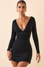 Damen elegantes Wickelkleid mit tiefem V-Ausschnitt und formschmeichelndem Design EB