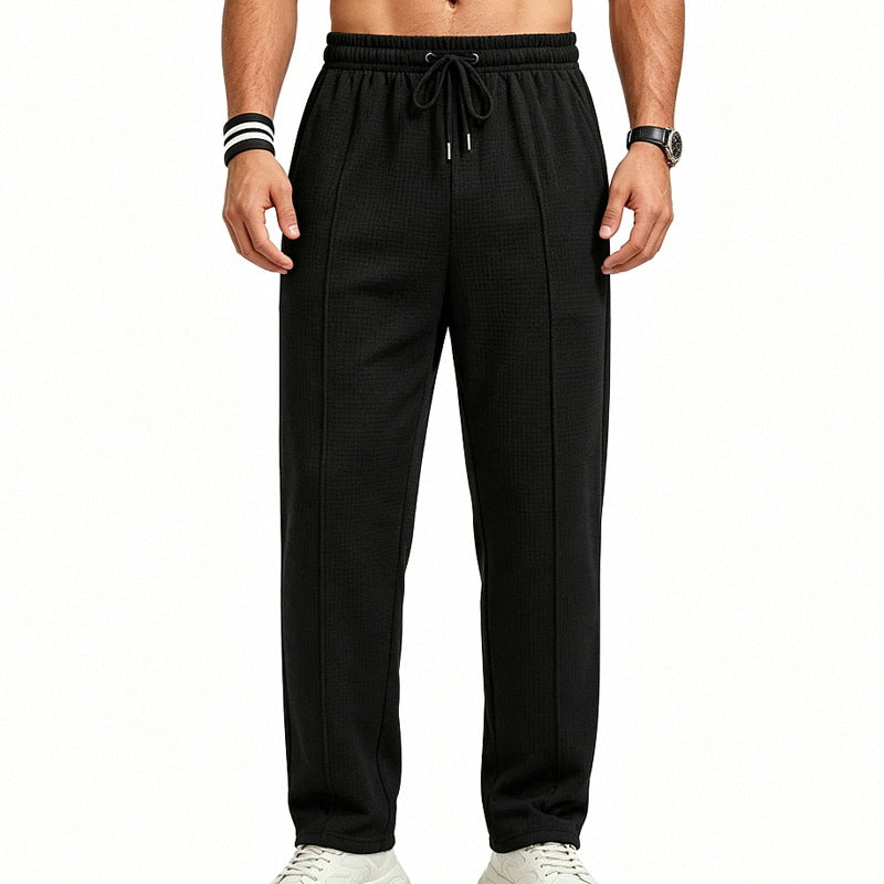 Herren nan gerade geschnittene Relaxhose mit dekorativer Mittelnaht, elastischem Tunnelzugbund und seitlichen Eingrifftaschen R&B