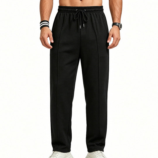 Herren nan gerade geschnittene Relaxhose mit dekorativer Mittelnaht, elastischem Tunnelzugbund und seitlichen Eingrifftaschen R&B