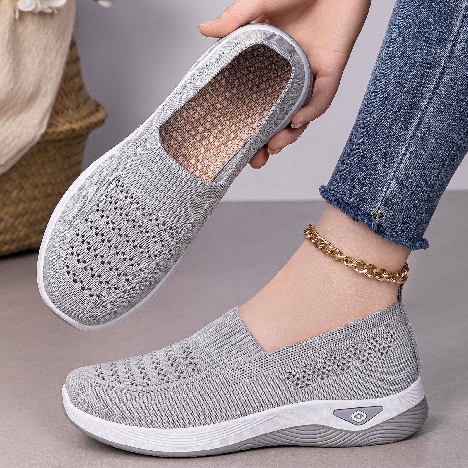 Damen Leichte Komfort-Sneaker mit atmungsaktiver Strickoberfläche