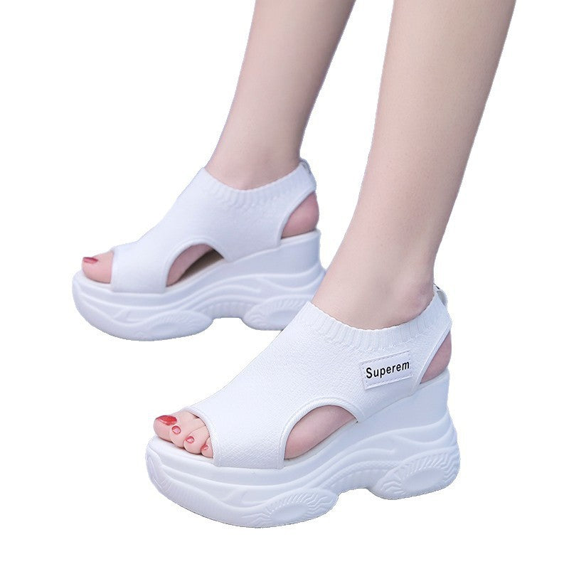Damen modische Plateau-Sandalen mit atmungsaktivem Netzmaterial und rutschfester Sohle R&B