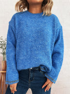 Damen lässiger Wohlfühlpullover mit blockfarbenem Design R&B
