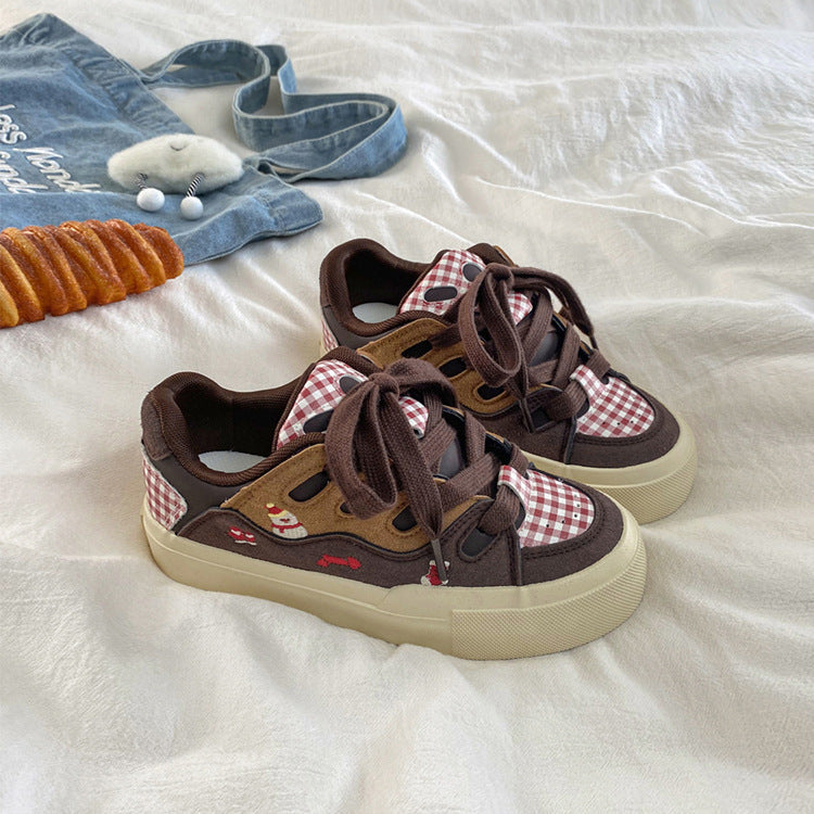 Damen Sportliche Sneakers mit zeitgenössischem Karomuster und bequemer Dämpfung