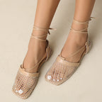Damen elegante Netzsandalen mit verstellbarem Schnürsystem und rutschfester Sohle R&B