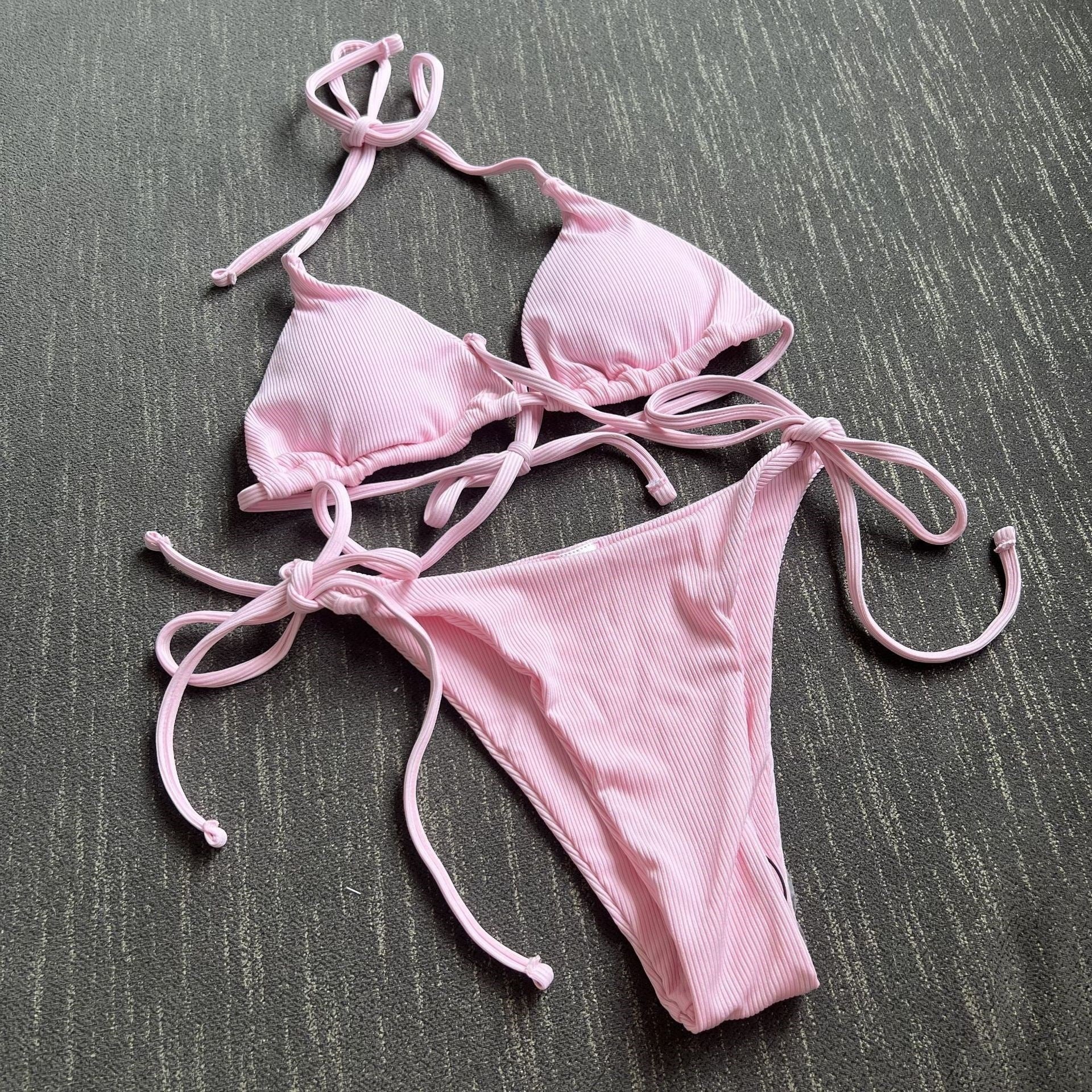 Damen Triangel-Bikini mit seitlichem Knoten und verstellbaren Trägern R&B