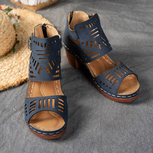 Damen Schnürsandalen im modischen Cut-Out-Design R&B