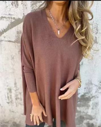 Damen V-Ausschnitt Oversized Pullover R&B