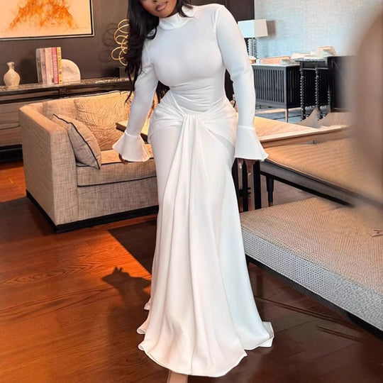 Damen Elegantes Maxikleid mit figurbetontem Schnitt und Rüschendetails R&B