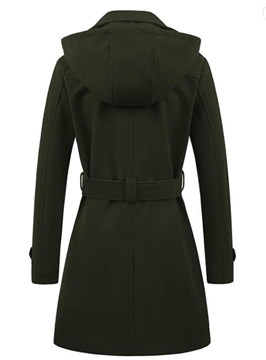 Damen eleganter Peacoat mit doppelter Knopfleiste und Taillengürtel R&B