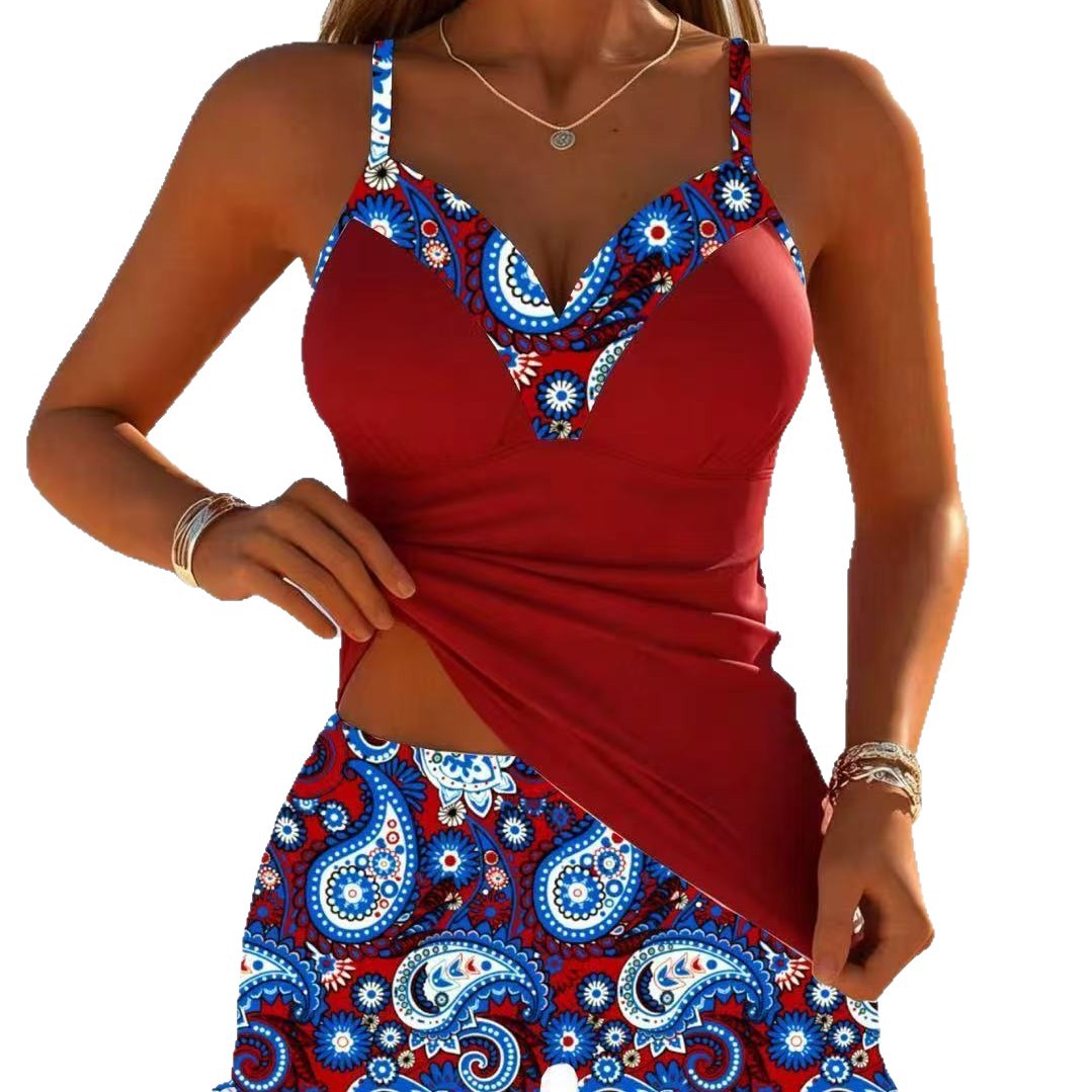 Damen Funktions-Badeanzug mit hohem Schnitt und dekorativen Paisleymustern R&B