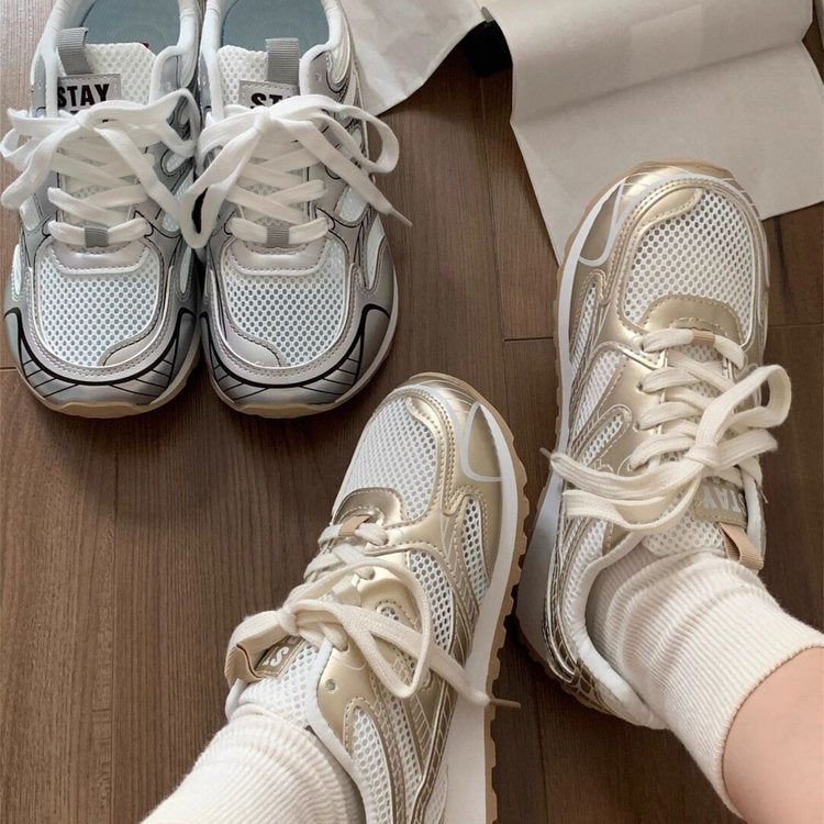 Damen Sportlich-elegante Mesh-Sneaker mit atmungsaktiver Sohle R&B