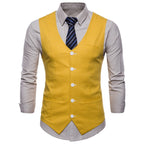 Herren elegante Anzugweste mit praktischen Taschen und detailliertem Design R&B