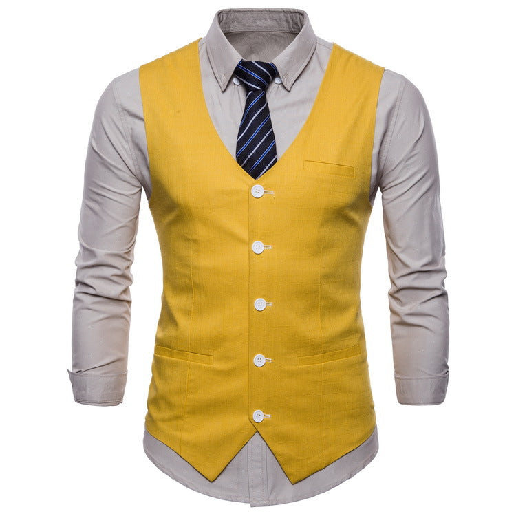 Herren elegante Anzugweste mit praktischen Taschen und detailliertem Design R&B