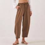 Damen lockere Freizeithose mit elastischem Bund und seitlichen Taschen R&B