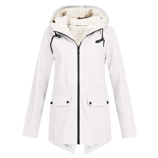Damen Wasserabweisende Übergangsjacke mit warmem Fleece-Futter und verstellbarem Kapuzenkragen R&B