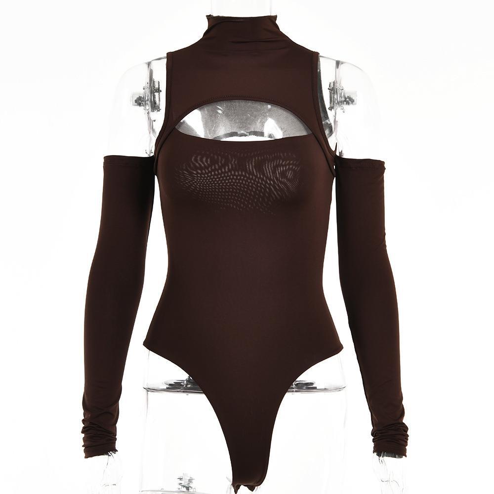 Damen Eleganter Bodysuit mit raffiniertem Ausschnitt und langen Ärmeln R&B