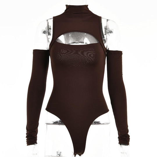 Damen Eleganter Bodysuit mit raffiniertem Ausschnitt und langen Ärmeln R&B