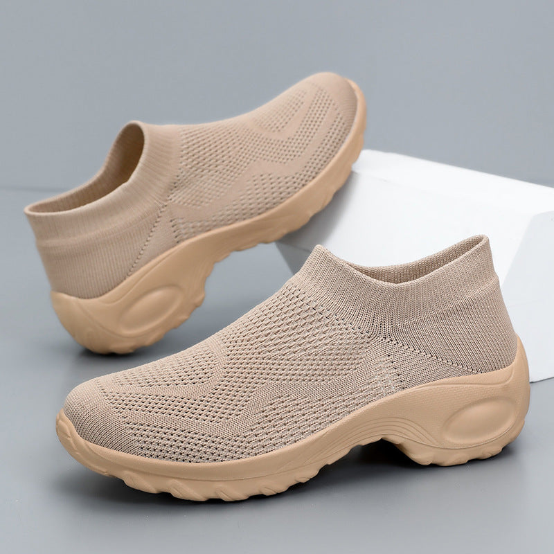 Damen Sportliche Slip-On Laufschuhe mit elastischem Gewe und dämpfender Sohle
