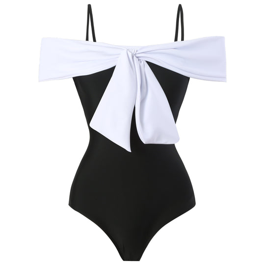 Damen Einteiler Badeanzug mit elegantem Wickel-Design und hohem Beinausschnitt R&B