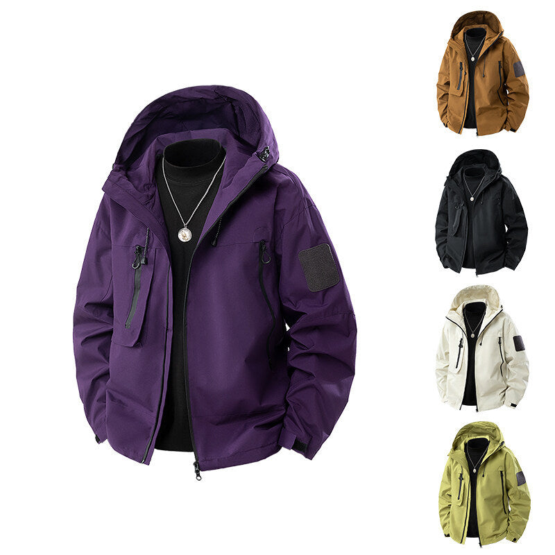 Herren wasserfeste Multifunktionsjacke mit Kapuze und praktischen Taschen R&B