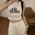 Damen Crop-Top mit kreativem Spruch und lässigem Schnitt R&B