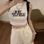Damen Crop-Top mit kreativem Spruch und lässigem Schnitt R&B