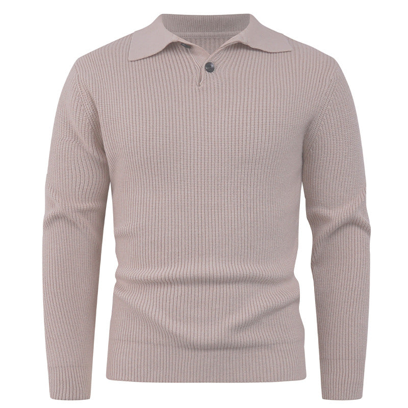 Herren Strickpullover mit modernem Polokragen und funktionalem Knopfverschluss R&B
